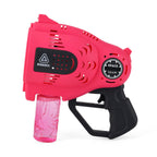 57-Hole Automatic Bubble Blaster - Pink Rechargeable Space Jet Machine with 3.7V Battery & 150ml Solution