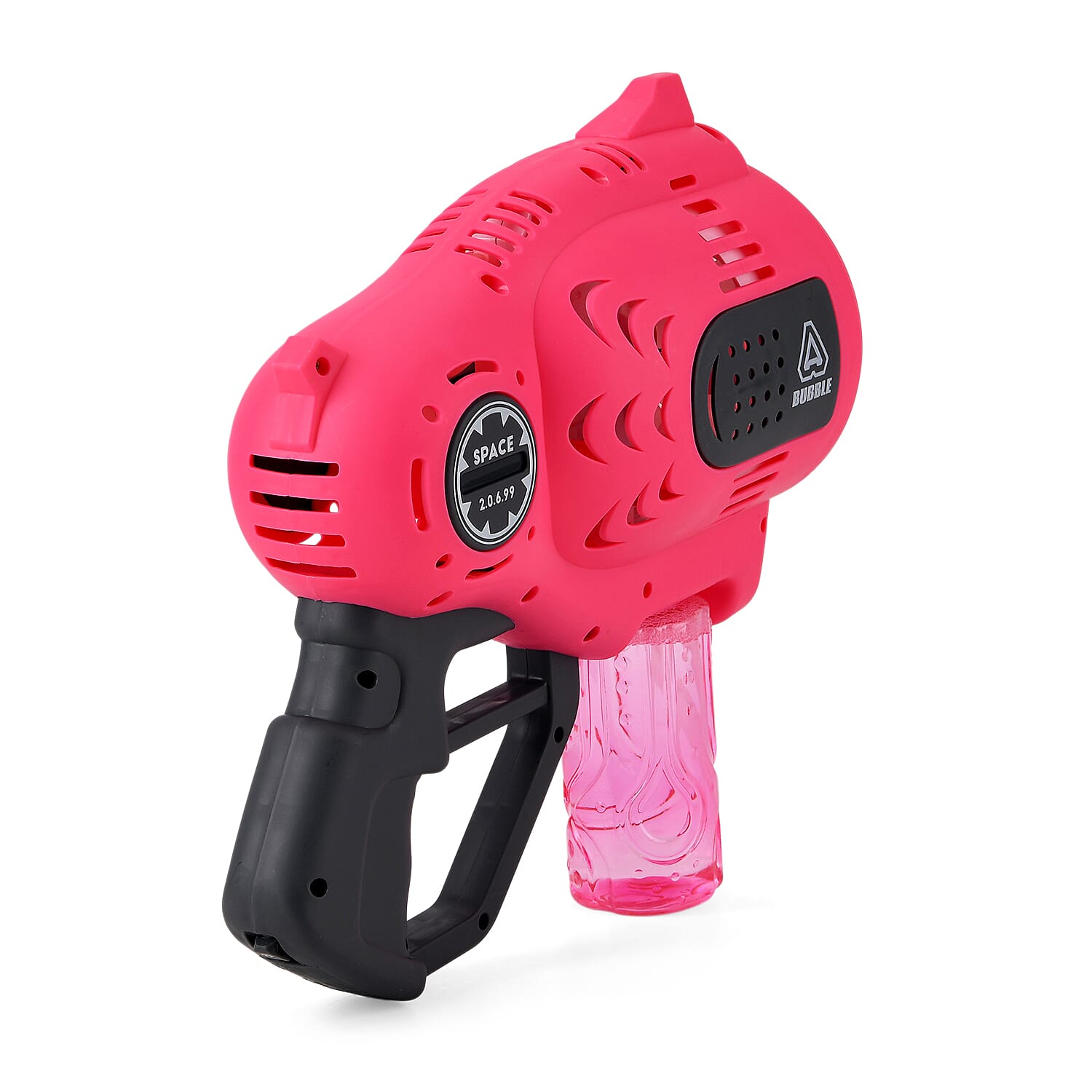 57-Hole Automatic Bubble Blaster - Pink Rechargeable Space Jet Machine with 3.7V Battery &amp; 150ml Solution V32488988 4