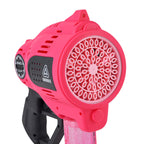 57-Hole Automatic Bubble Blaster - Pink Rechargeable Space Jet Machine with 3.7V Battery & 150ml Solution