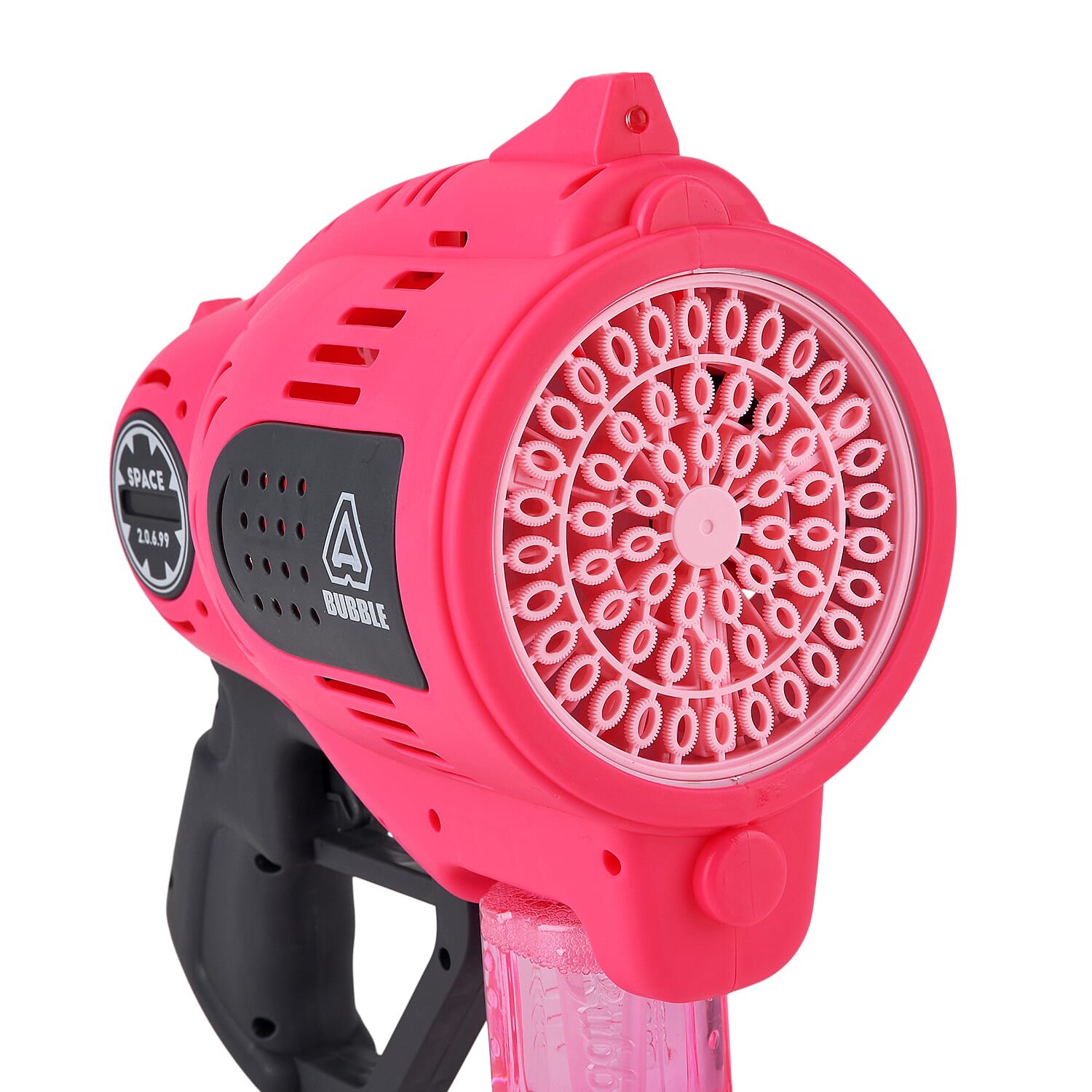 57-Hole Automatic Bubble Blaster - Pink Rechargeable Space Jet Machine with 3.7V Battery &amp; 150ml Solution V32488988 5