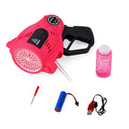 57-Hole Automatic Bubble Blaster - Pink Rechargeable Space Jet Machine with 3.7V Battery & 150ml Solution