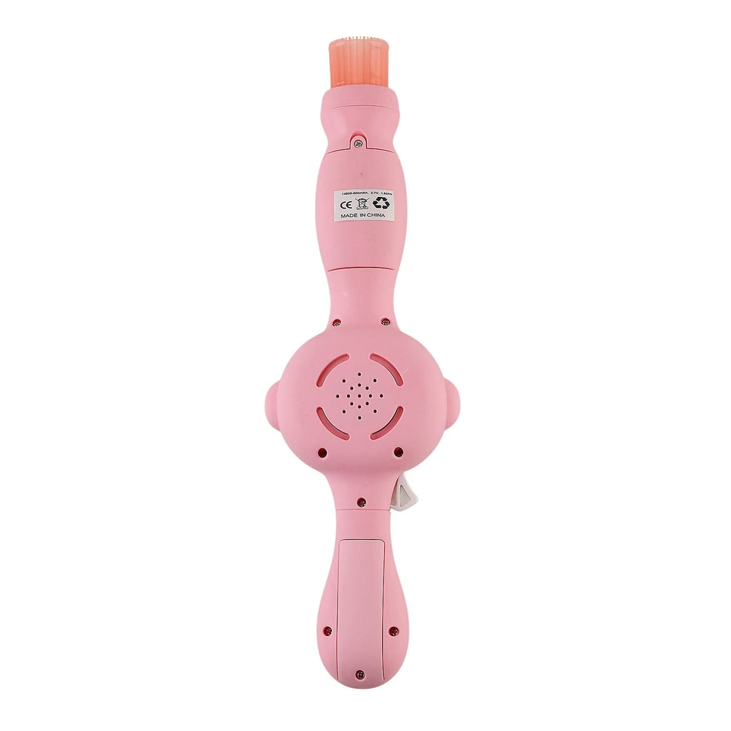 Kids' Elastic Bubble Smoke Bomb Toy Wand - Rechargeable Battery (1x Included)  70ml Solution, Measuring Cup, 2x Fabric Gloves, Dissolving Mist, Hanging Rope - Pink