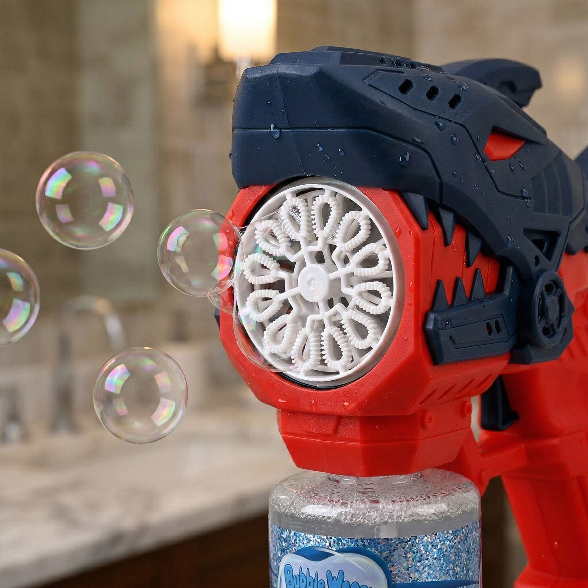 Mini Robotic Shark With 90mL Bubble Liquid Powered By 4xAA Battery (Not Incl.) - Red &amp; Navy Blue 8429017 2