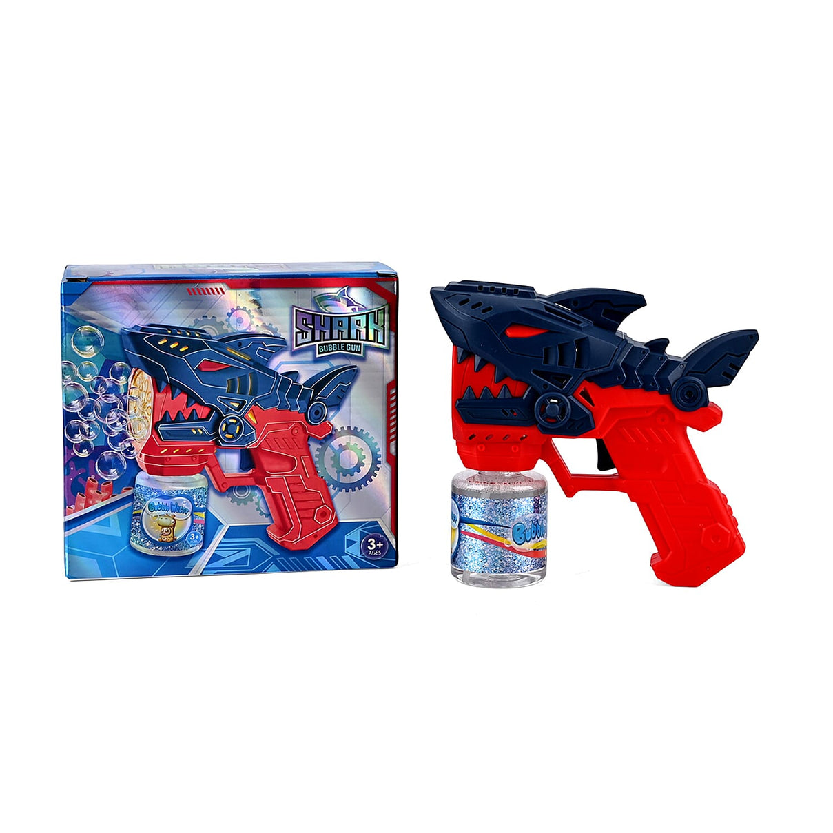 Mini Robotic Shark With 90mL Bubble Liquid Powered By 4xAA Battery (Not Incl.) - Red &amp; Navy Blue 8429017 7
