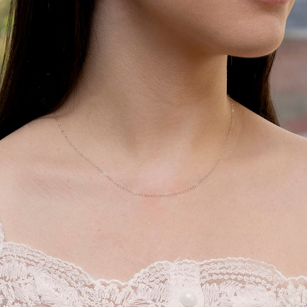 9K White Gold  Chain (Size - 16),  Gold Wt. 0.32 Gms