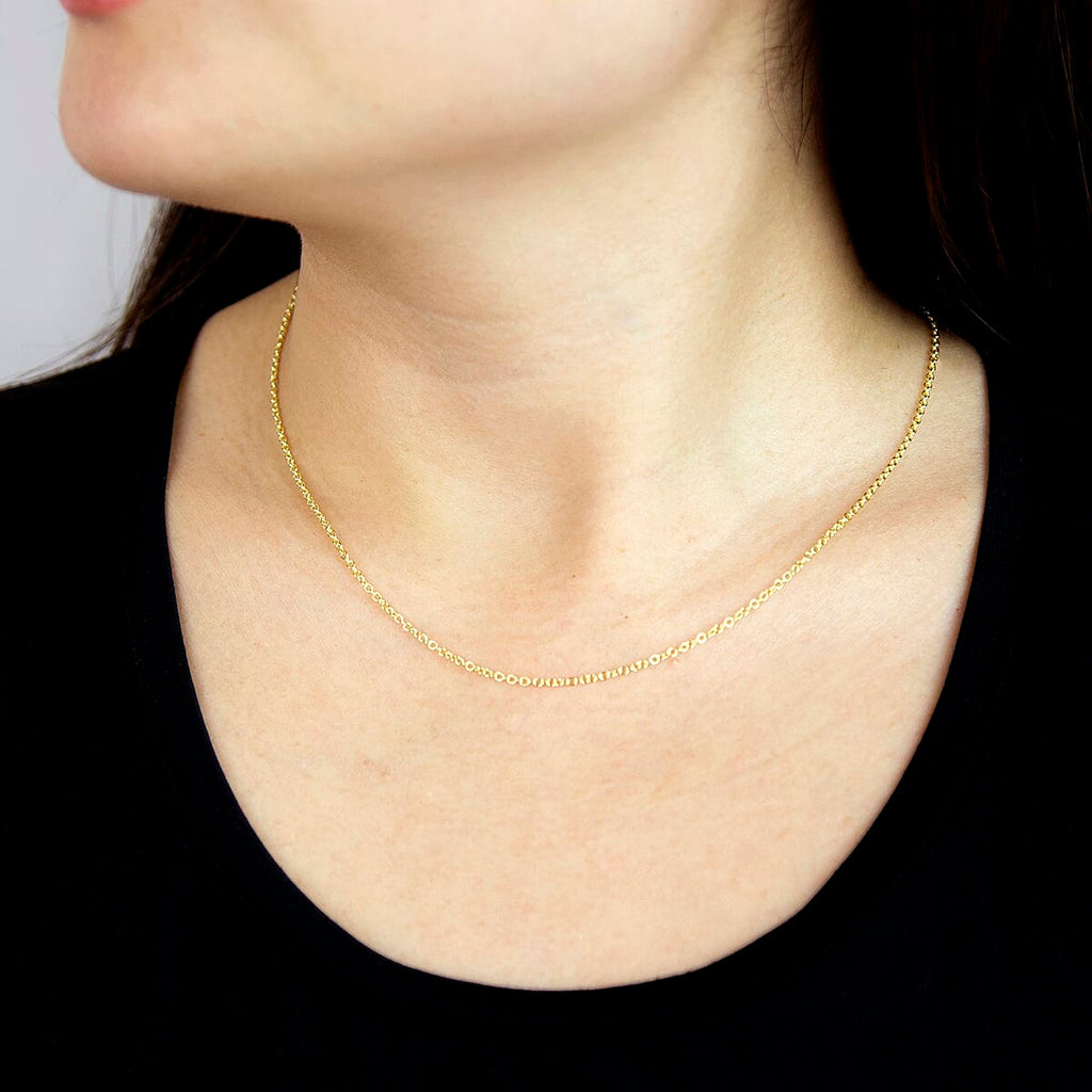 9K Yellow Gold  Chain (Size - 16),  Gold Wt. 1.7 Gms