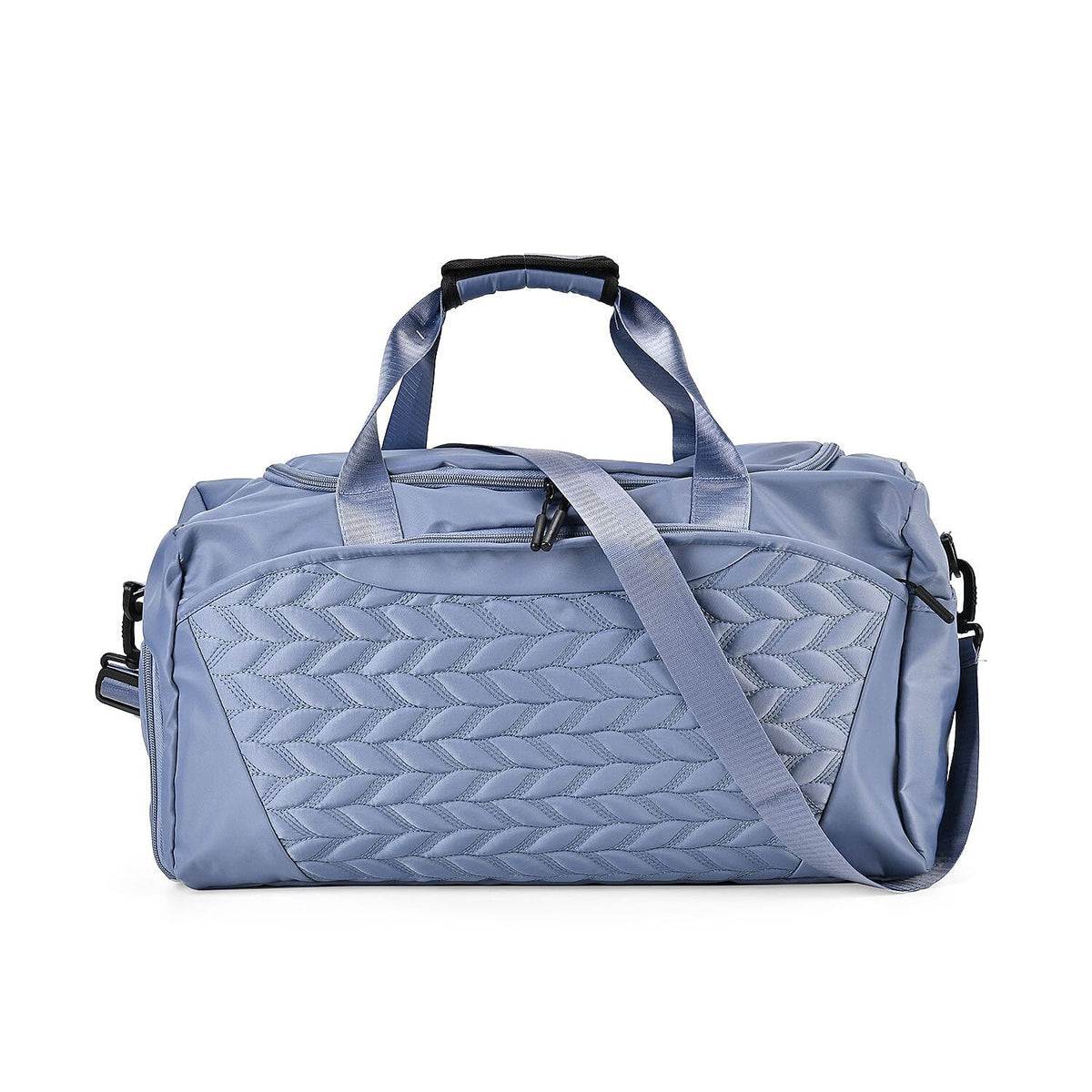 Travel Duffle Bag with Quilted Leaves Pattern - Blue 7692204 0