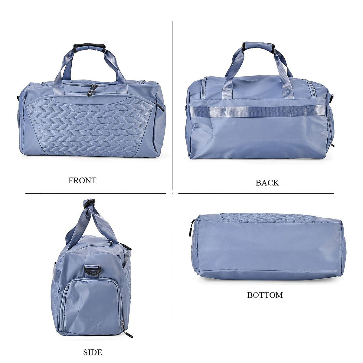 Travel Duffle Bag with Quilted Leaves Pattern - Blue 7692204 3