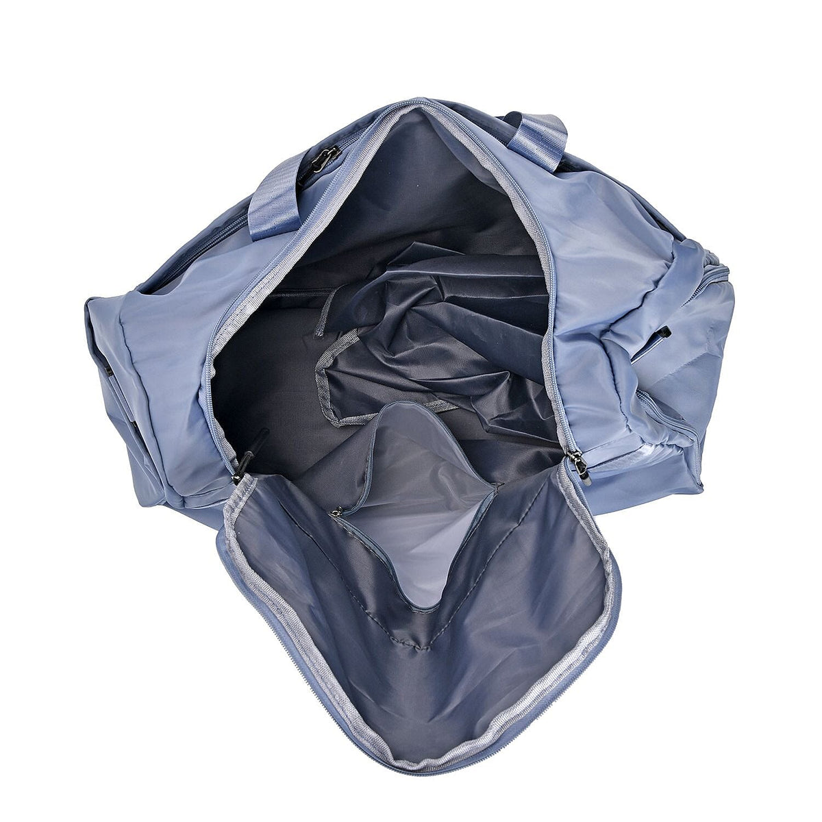 Travel Duffle Bag with Quilted Leaves Pattern - Blue 7692204 4