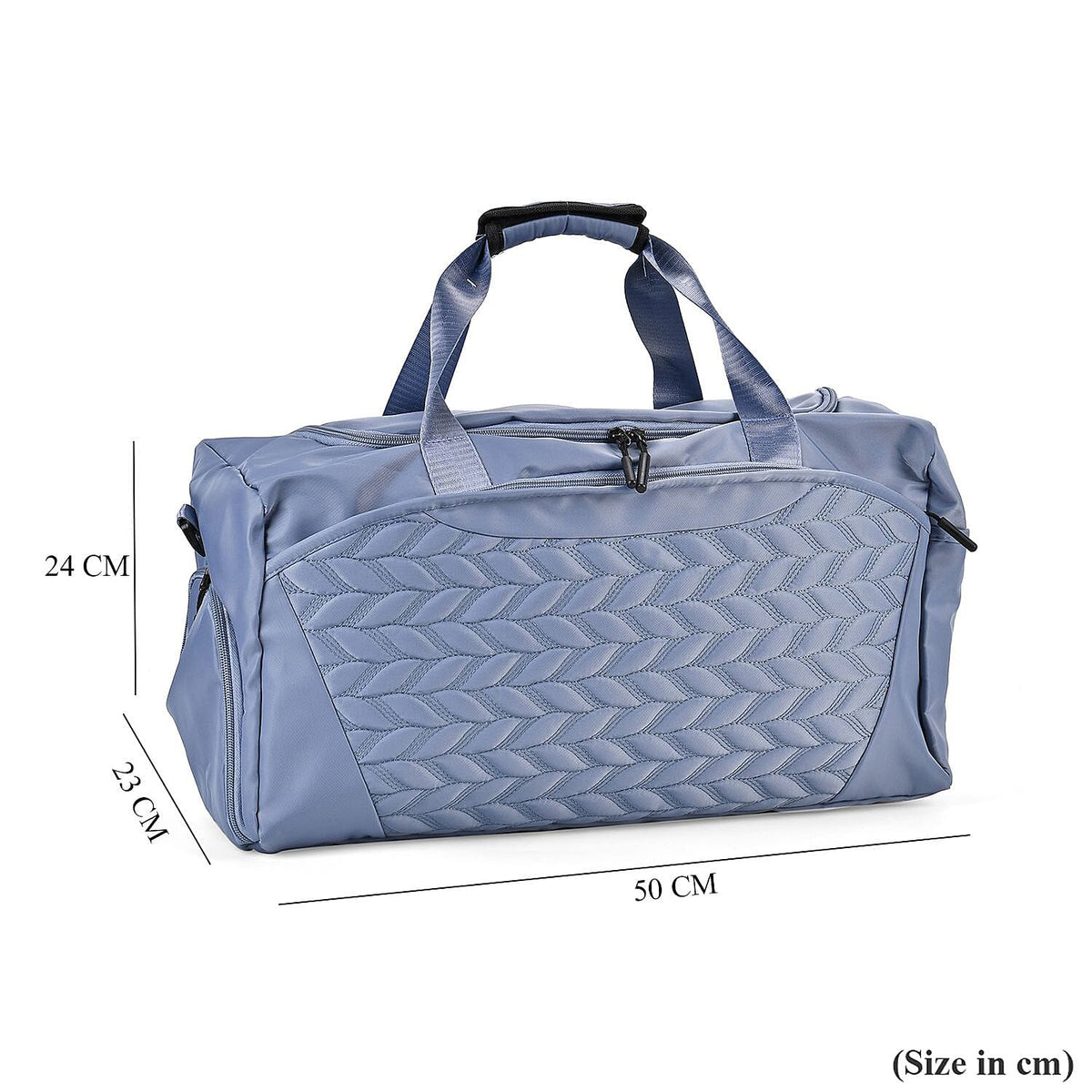 Travel Duffle Bag with Quilted Leaves Pattern - Blue 7692204 6