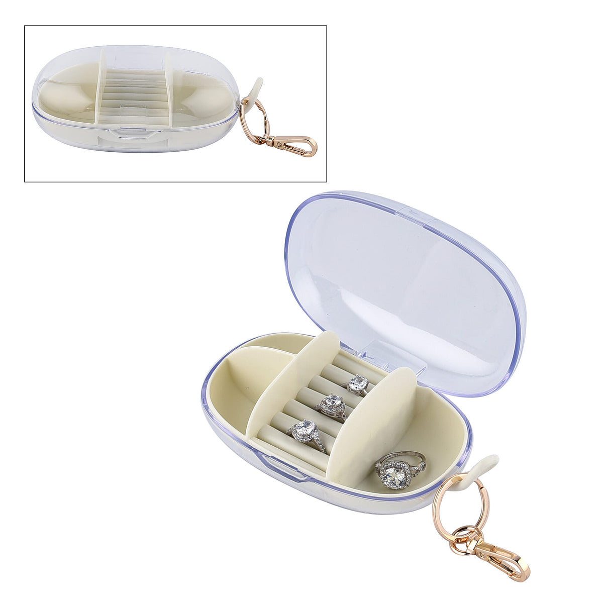 Travel Plastic Jewellery Organiser Jewellery Box Storage Organiser Box for Necklace, Earrings, Bracelets, Watches and Accessories for Women's and Girl'swith a Detachable Hook - Cream 6343938 0