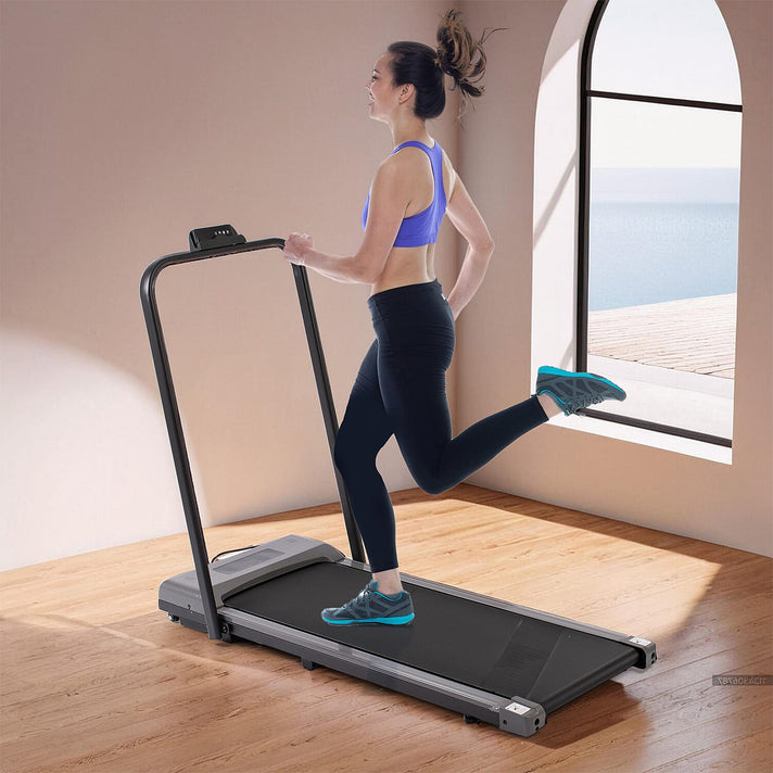 Treadmill with Handle Bar and Remote Control - Up to 10kph - Grey 7857943 2