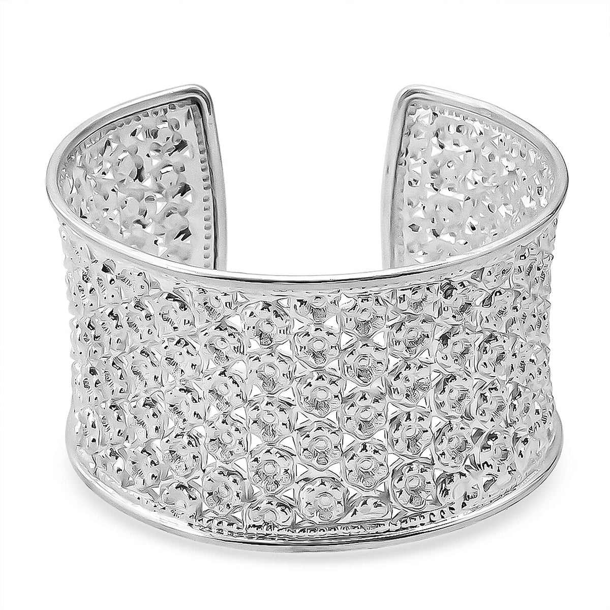 Treasure of Siam - Sterling Silver FRANGIPANI Cuff Bangle (Size 7.5), Silver Wt. 42.00 Gms. 8296231 0