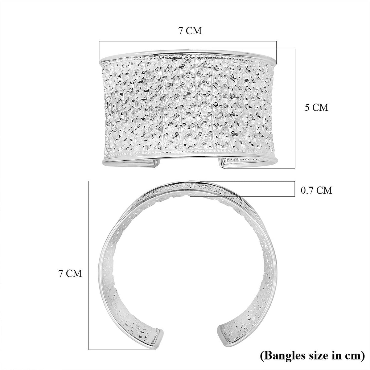 Treasure of Siam - Sterling Silver FRANGIPANI Cuff Bangle (Size 7.5), Silver Wt. 42.00 Gms. 8296231 5