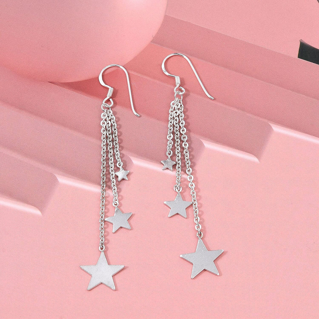 Treasure of Siam Sterling Silver Star Charm Earring with Hook