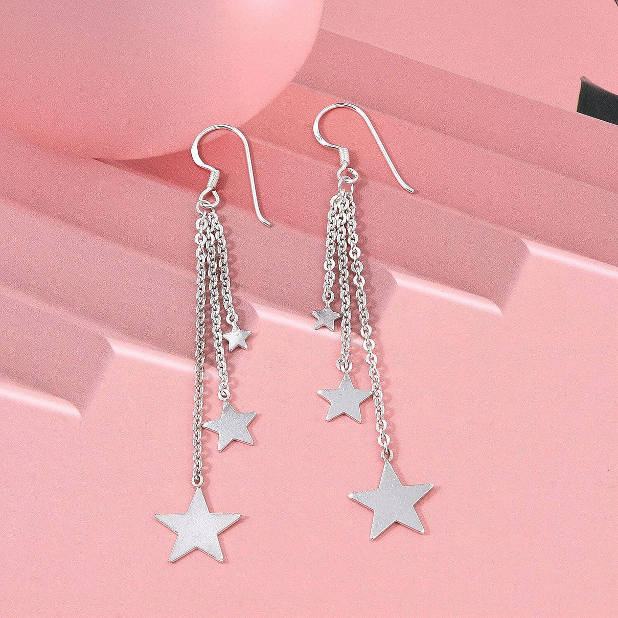 Treasure of Siam Sterling Silver Star Charm Earring with Hook 8296226 2