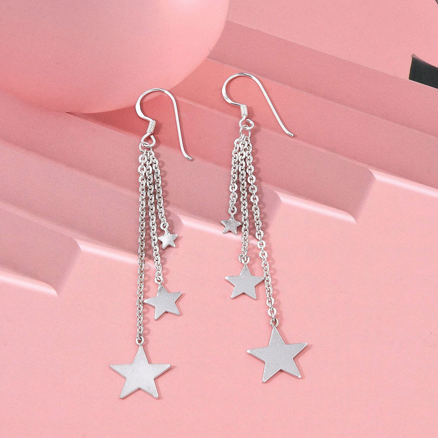 Treasure of Siam Sterling Silver Star Charm Earring with Hook 8296226 2