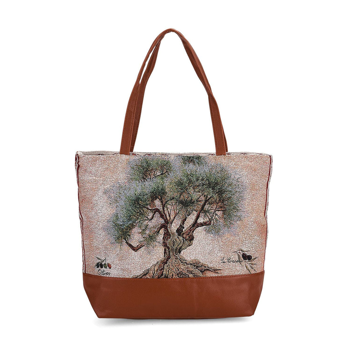 Tree Print Jacquard Tote Bag - Green 8194401 0