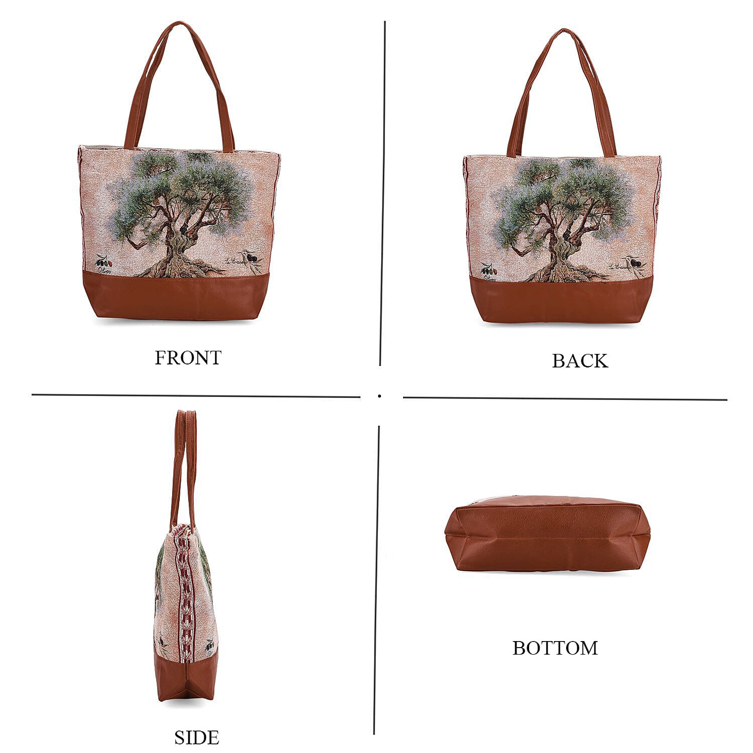 Tree Print Jacquard Tote Bag - Green 8194401 5