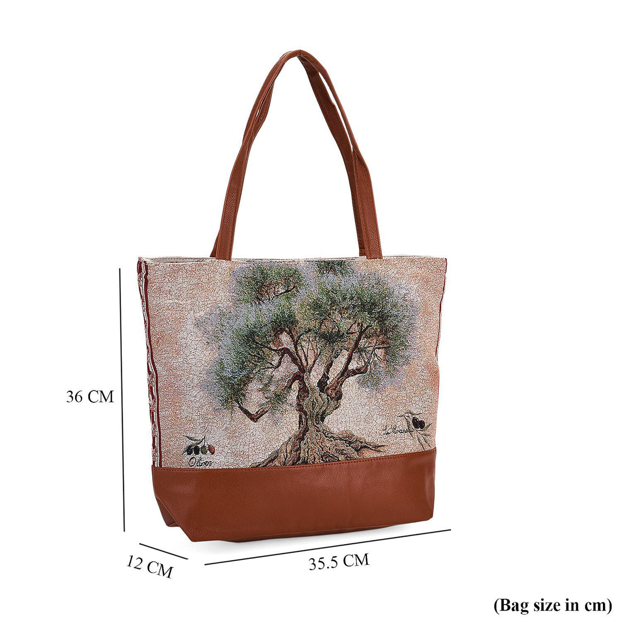 Tree Print Jacquard Tote Bag - Green 8194401 8