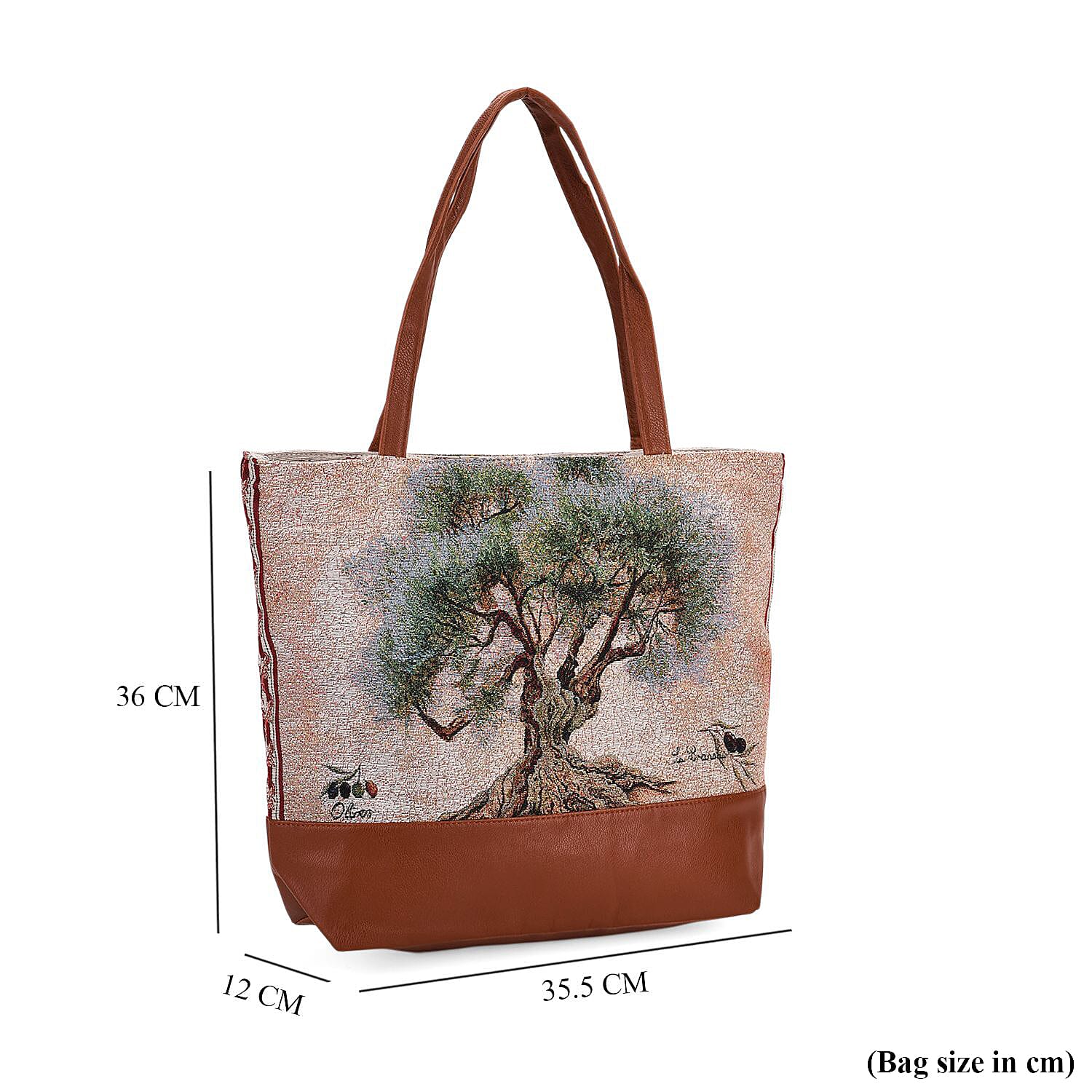 Tree Print Jacquard Tote Bag - Green 8194401 8