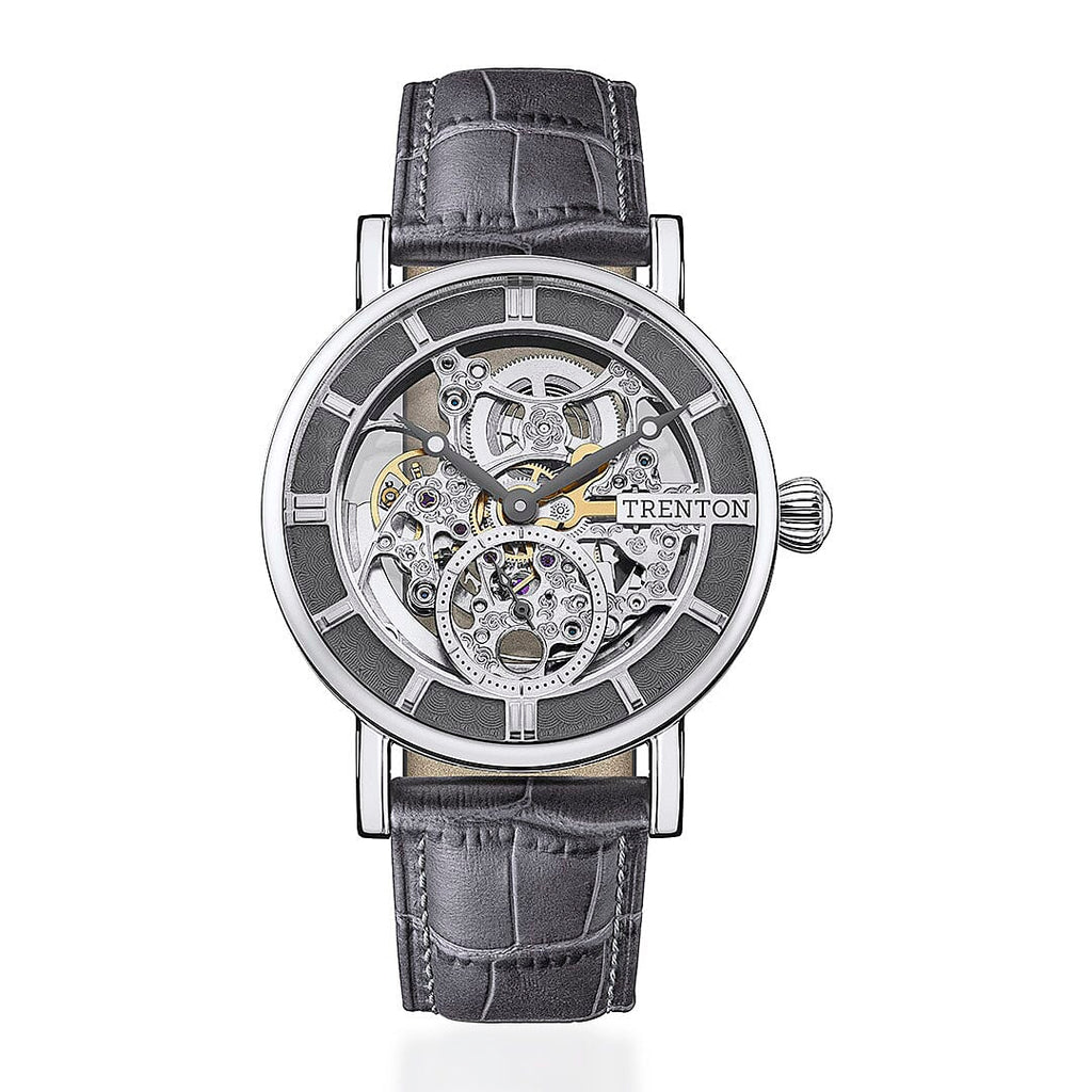 Trenton -  The Herald Automatic Skeleton Watch with Leather Strap With Lifetime Warranty