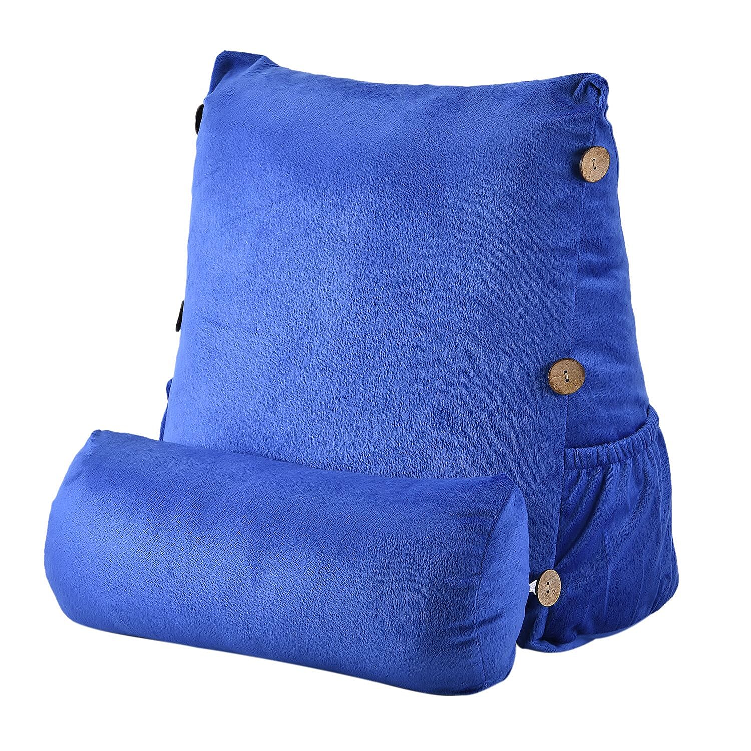 Triangle Velvet Cushion (Size 45x45x15 Cm) with Round Pillow (Size 45x15 Cm) - Navy 8946877 0