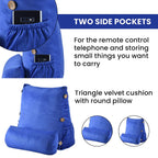 Triangle Velvet Cushion (Size 45x45x15 Cm) with Round Pillow (Size 45x15 Cm) - Navy