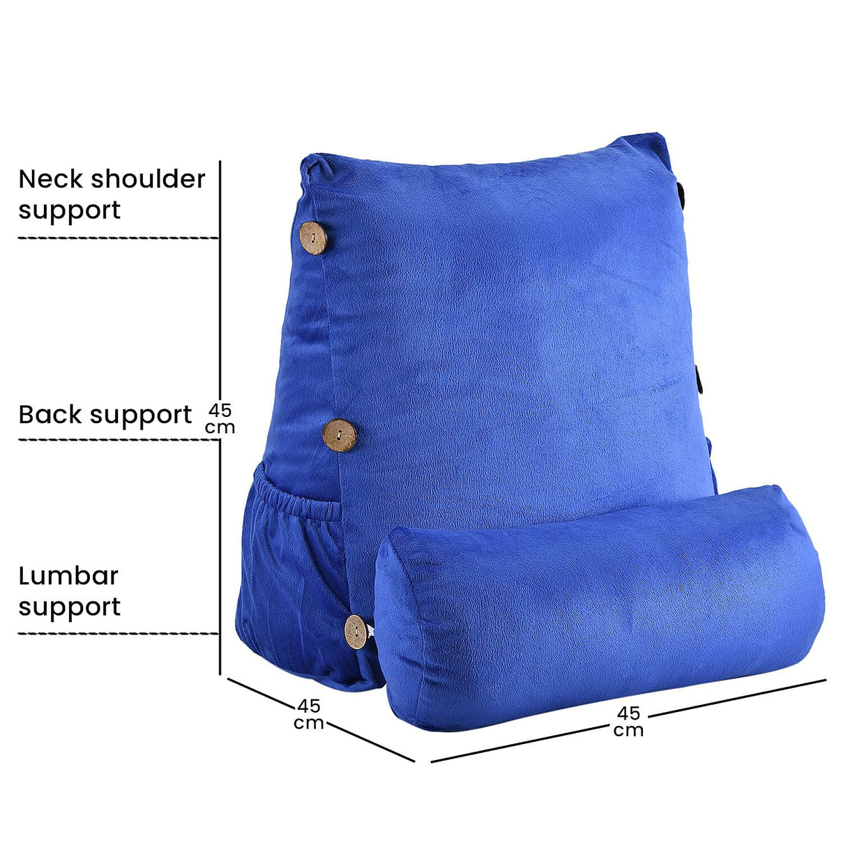 Triangle Velvet Cushion (Size 45x45x15 Cm) with Round Pillow (Size 45x15 Cm) - Navy 8946877 6