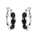 Elite Shungite Hoop Earrings (With Clasp) in Platinum Overlay Sterling Silver 1.12 Ct.