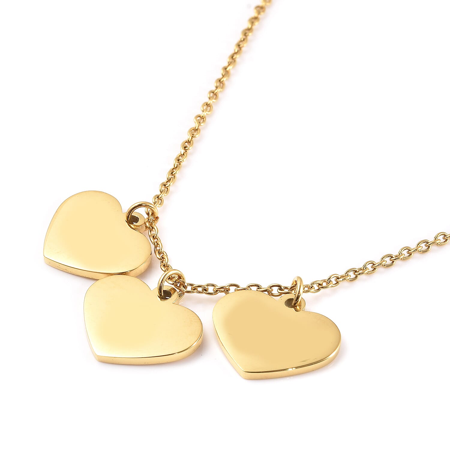 Triple Heart Charm Necklace Size 20 in Gold Tone 6244972 2