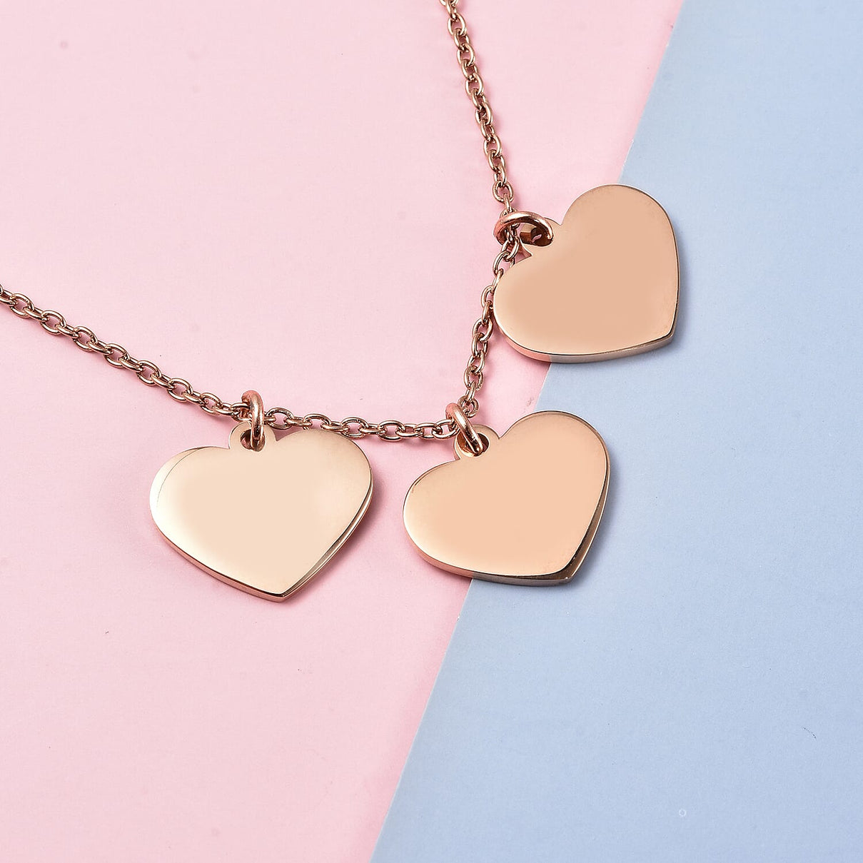 Triple Heart Charm Necklace Size 20 in Rose Gold Tone 6244971 1