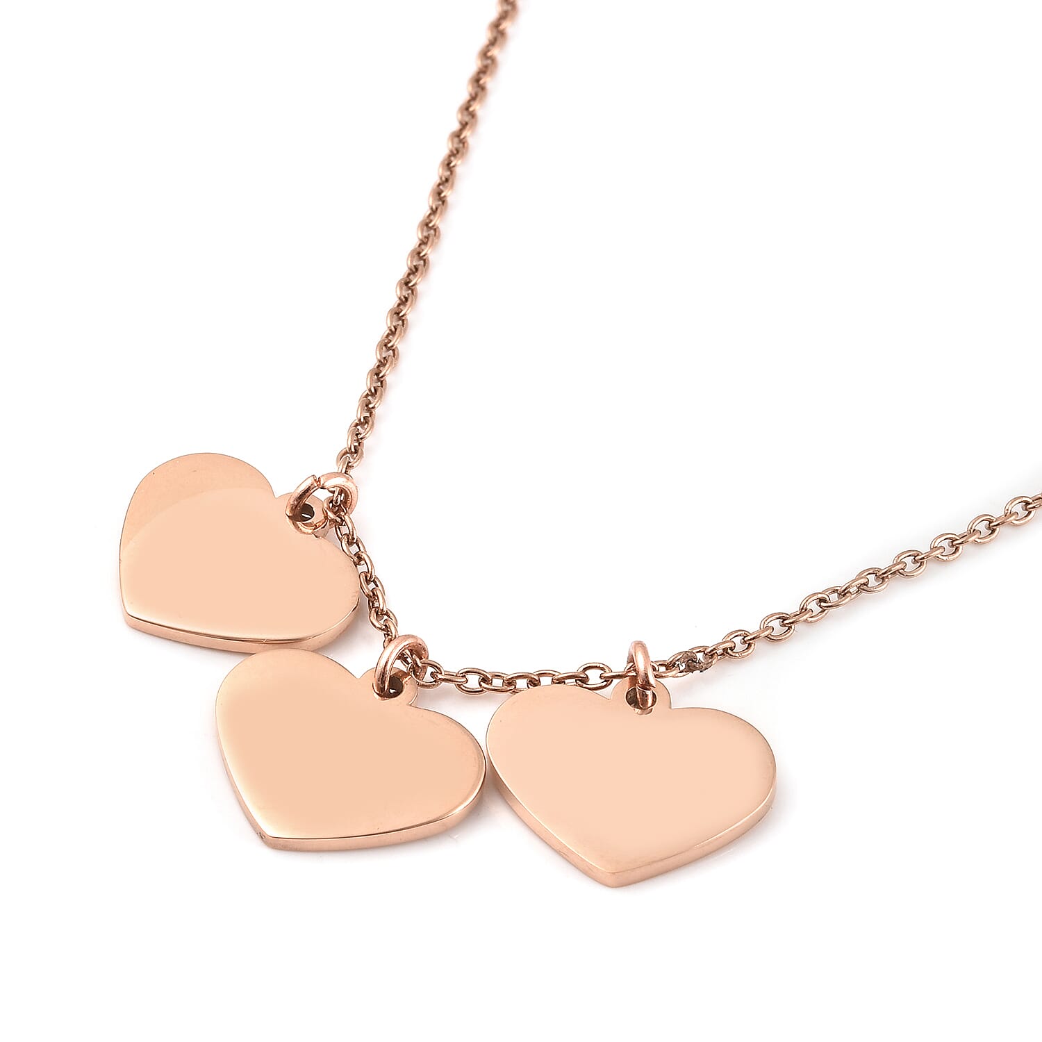 Triple Heart Charm Necklace Size 20 in Rose Gold Tone 6244971 2
