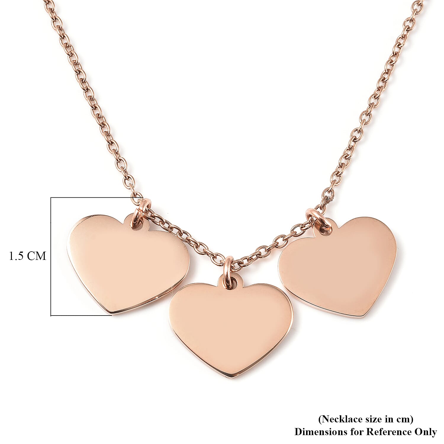 Triple Heart Charm Necklace Size 20 in Rose Gold Tone 6244971 4