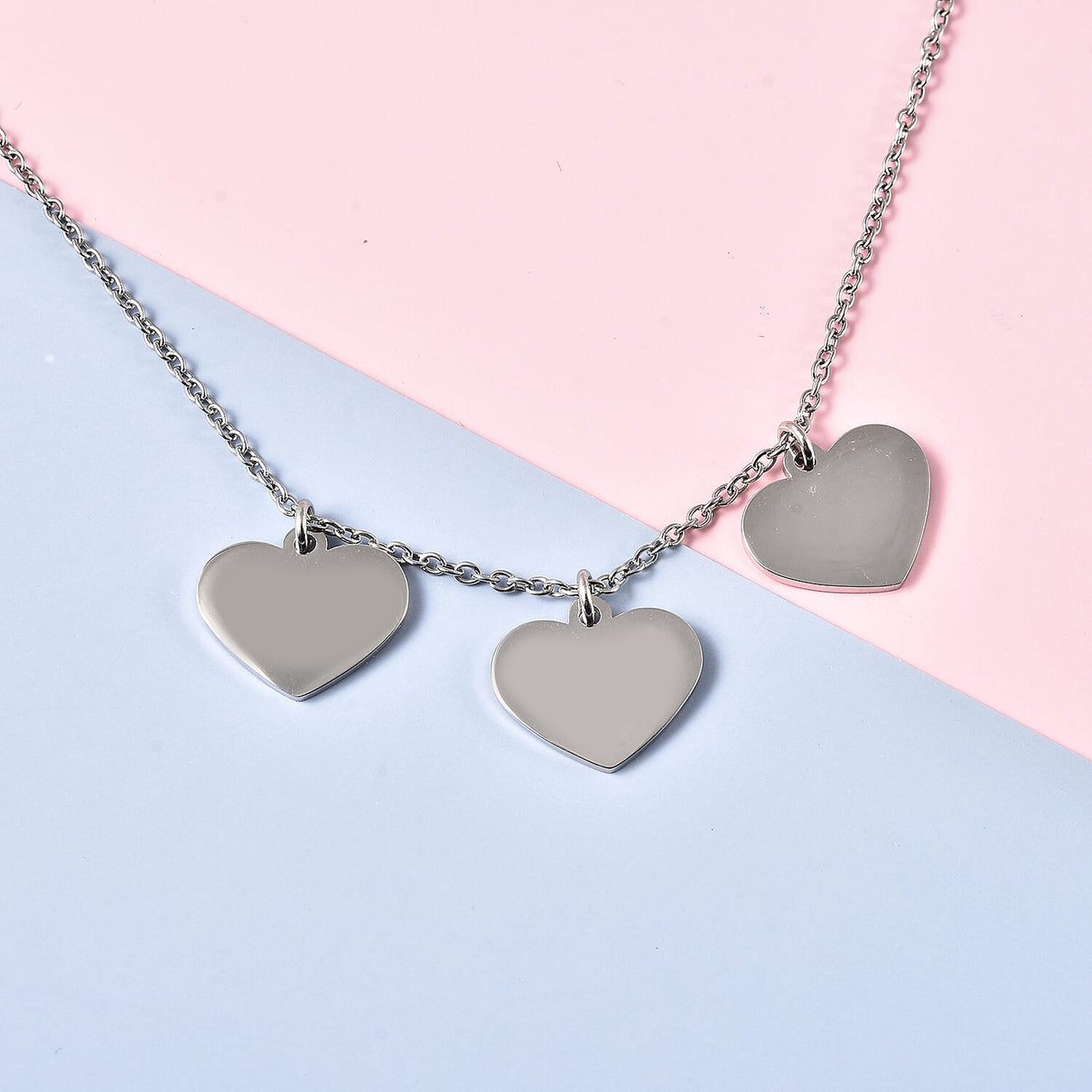 Triple Heart Charm Necklace Size 20 in Silver Tone 6095475 0