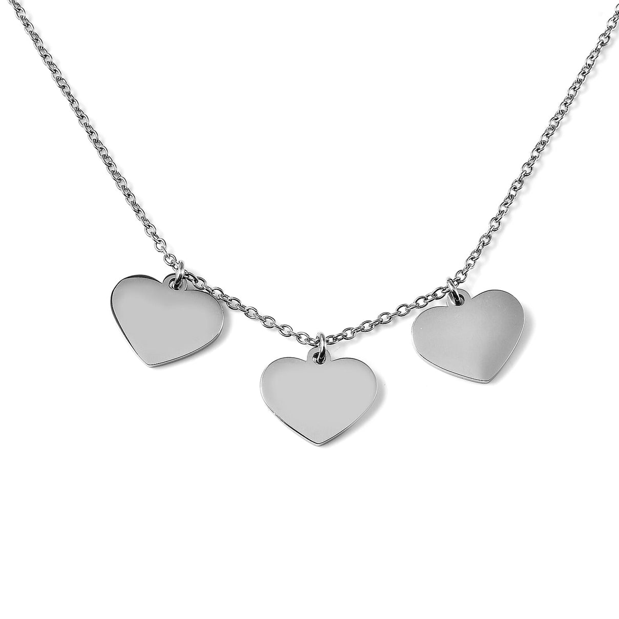 Triple Heart Charm Necklace Size 20 in Silver Tone 6095475 1