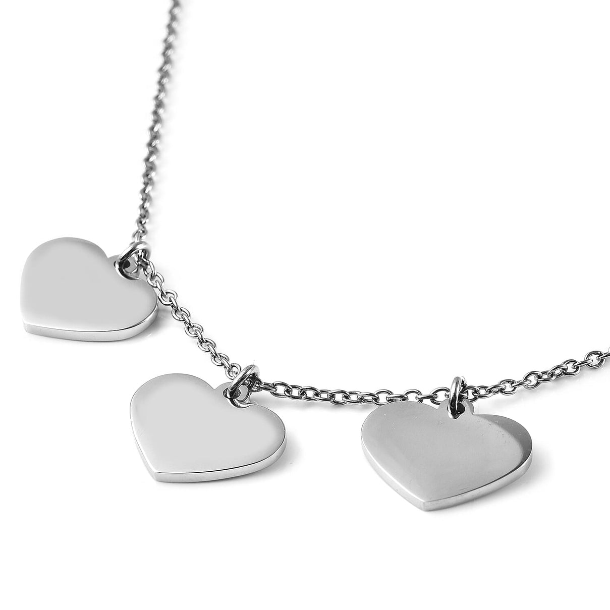 Triple Heart Charm Necklace Size 20 in Silver Tone 6095475 3