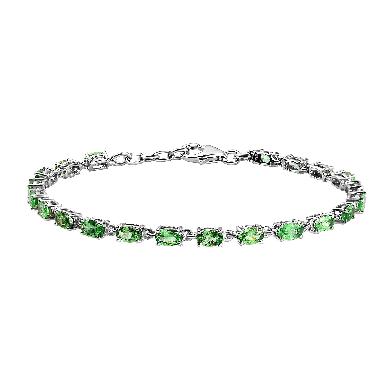 Extremely Rare Tsavorite Garnet Bracelet (Size - 7) in Platinum Overlay Sterling Silver 5.08 Ct. 7083240 0