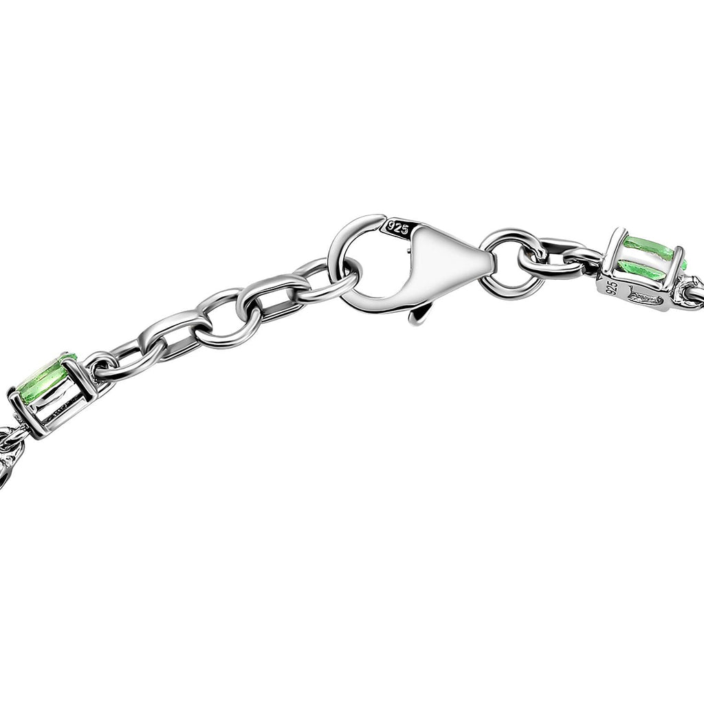 Extremely Rare Tsavorite Garnet Bracelet (Size - 7) in Platinum Overlay Sterling Silver 5.08 Ct.