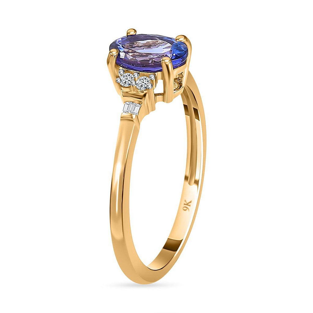 9K Yellow Gold Tanzanite and Diamond Ring 1.20 Ct.
