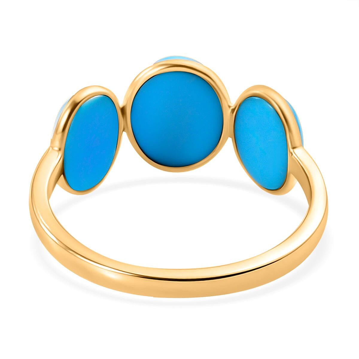 Tucson Find - 9K Yellow Gold AAA Arizona Sleeping Beauty Turquoise Trilogy Ring 4.10 Ct. 8042435 4