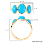 Tucson Find - 9K Yellow Gold AAA Arizona Sleeping Beauty Turquoise Trilogy Ring 4.10 Ct.