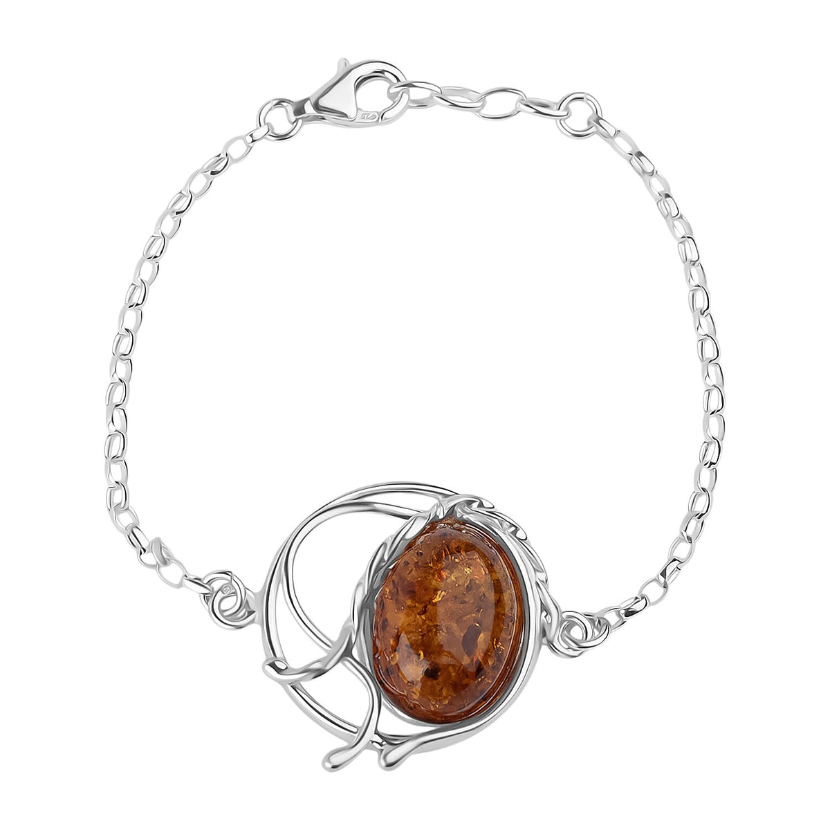 Tucson Find - Amber Solitaire Bracelet (Size - 7.5 with Ext.) with Lobster Clasp in Sterling Silver 17.50 Ct. 8219674 0