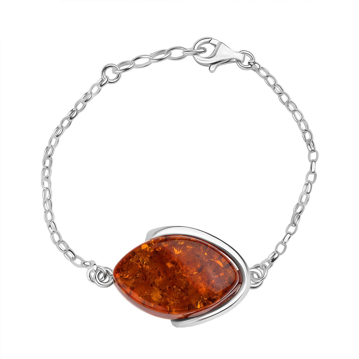 Tucson Find - Amber Bracelet (Size - 8 with Ext.) in Sterling Silver 21.50 Ct. 8219589 0