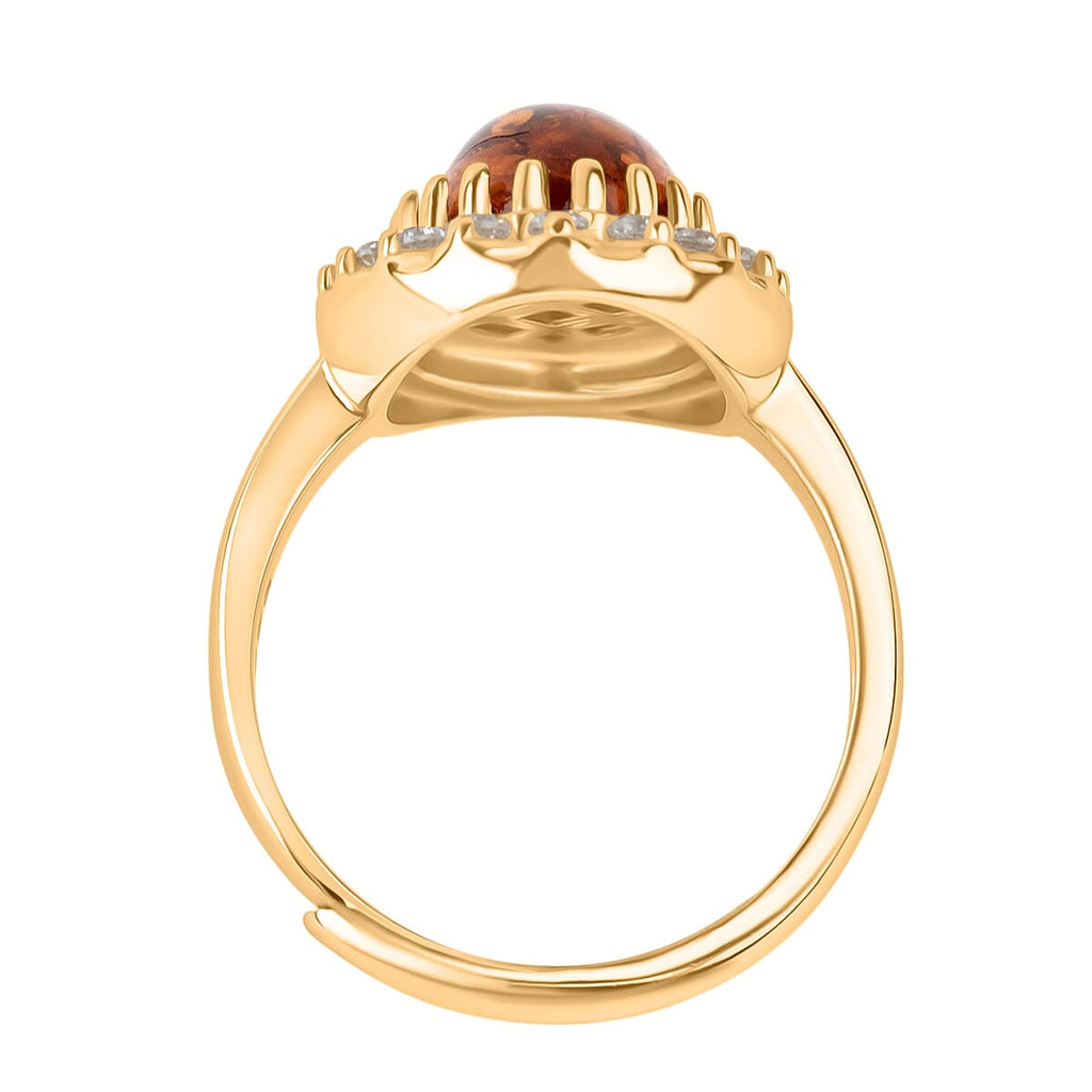 Tucson Find - Amber Adjustable Halo Ring in Gold Plated Sterling Silver 6.38 Ct.