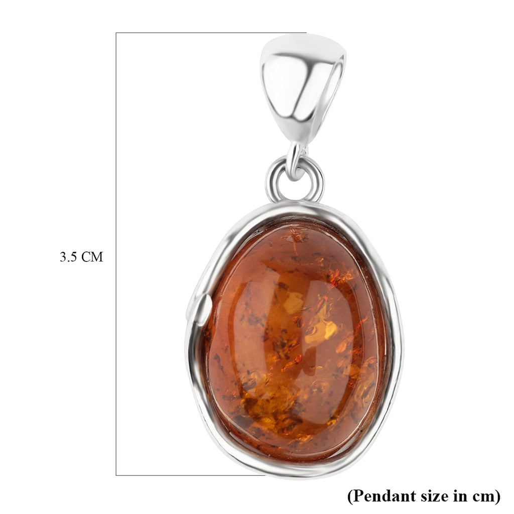 Tucson Find - Amber Cabochon Cut Pendant in Sterling Silver 10.50 Ct.