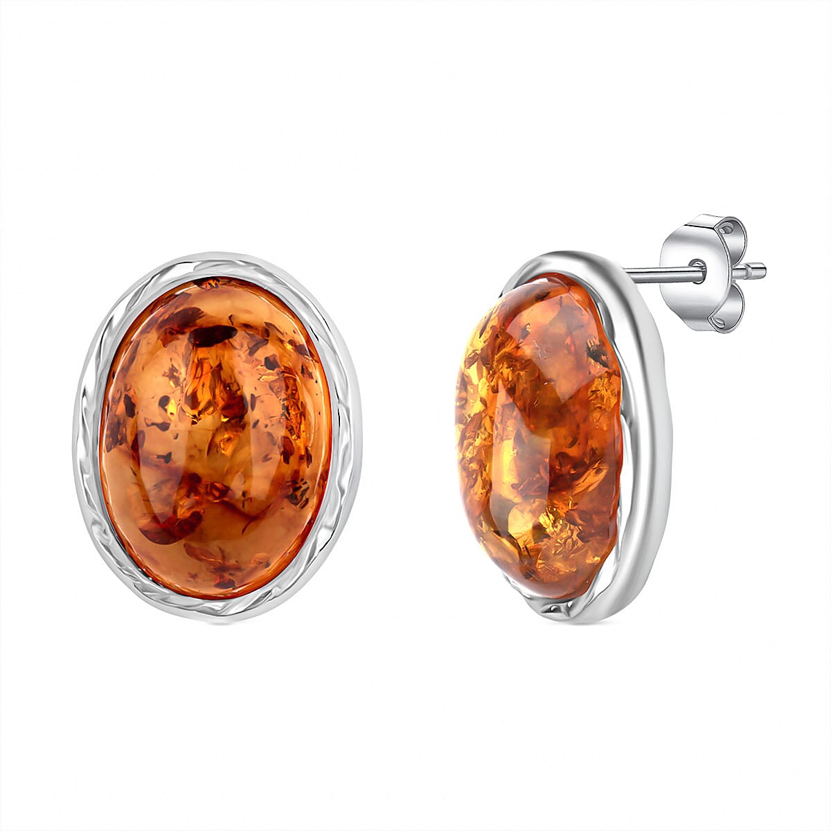 AAA Amber Push Back Earring in Sterling Silver 15.50 Ct. 8219535 0