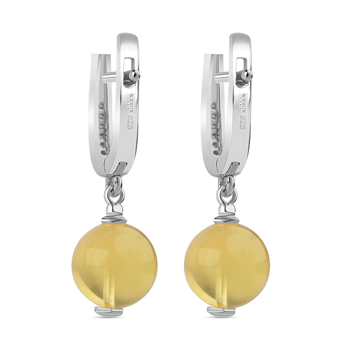 Tucson Find - Butterscotch Amber &amp; Cubic Zirconia Earring with Clasp Sterling Silver 4.14 Ct. 8219745 1