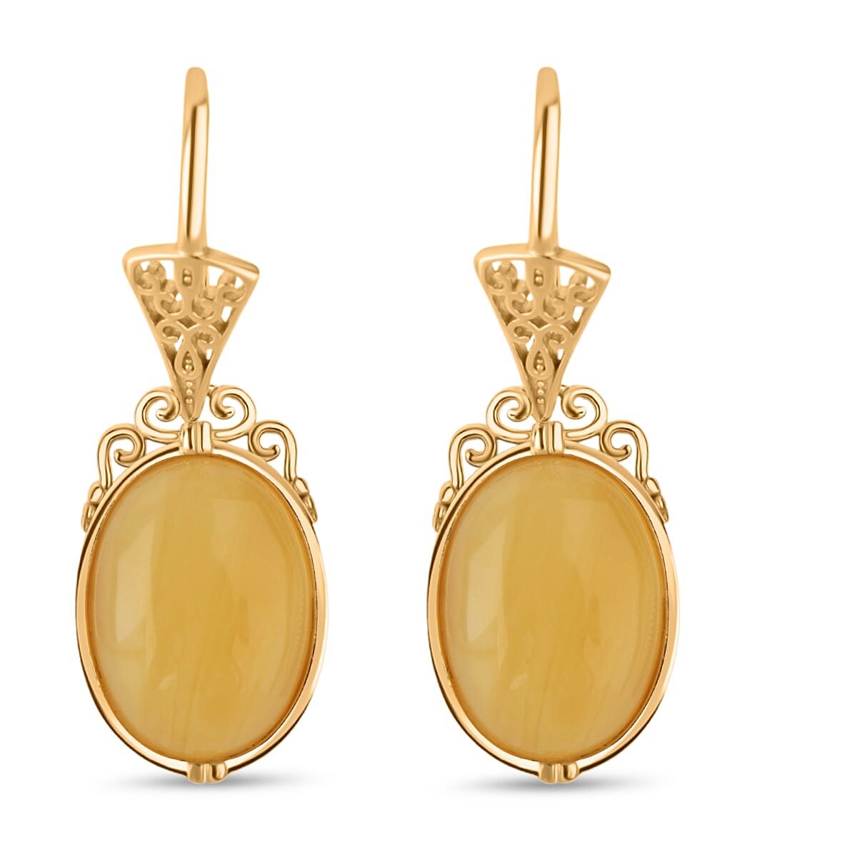 Tucson Find - Butterscotch Amber Earring with Hoop in Gold Plated Sterling Silver 6.50 Ct. 8219744 0