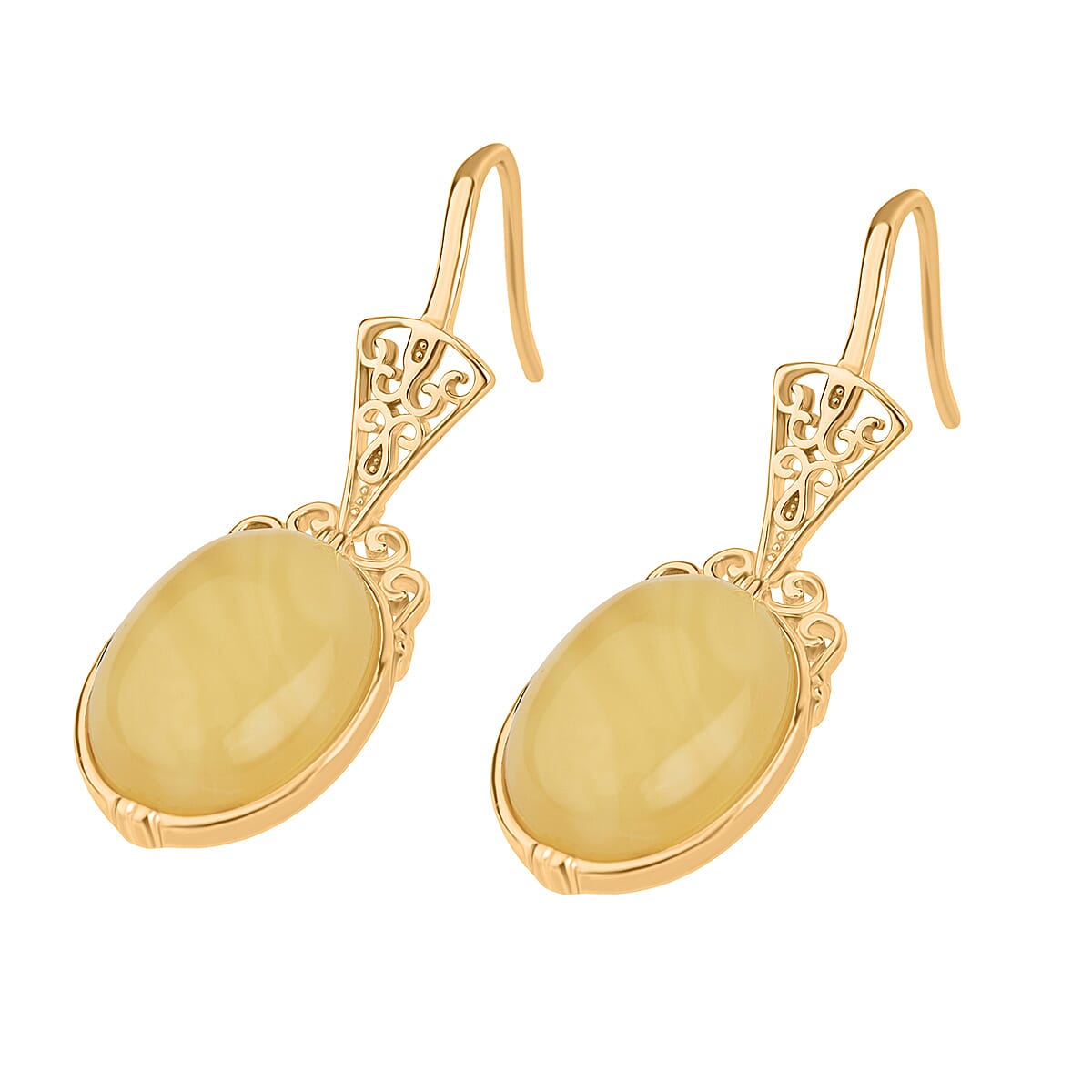 Tucson Find - Butterscotch Amber Earring with Hoop in Gold Plated Sterling Silver 6.50 Ct. 8219744 1